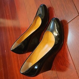 Black patent leather wedges - J. Crew size 8